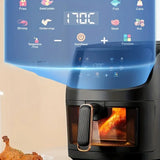 NNETM 6L Large Capacity Visual Air Fryer with Color Touch Screen - Gray-Black