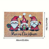 NNETM Cheerful Christmas Gnome Welcome Doormat | Indoor/Outdoor Washable Rug