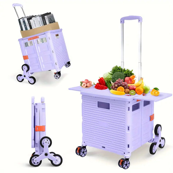 NNETM Portable Folding Cart with Stair Climbing Wheels- Purple