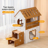 NNETM Villa-Style Cat Scratcher Cardboard House - Plaid Pattern