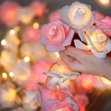 NNETM LED Foam Rose Flower String Lights - Touch-Controlled Small Lantern (Pink & White)