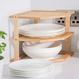 NNETM Bamboo Multi-Layer Corner Shelf - Stylish and Space-Saving Kitchen Storage