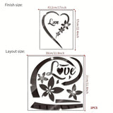NNETM Romantic Love Heart Mirror Wall Sticker Set - Self-Adhesive Removable Acrylic(Red)