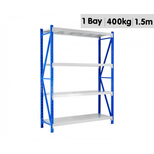 NNEDPE 1 Bay Garage Storage Steel Rack Long Span Shelving 1.5m-wide 400kg