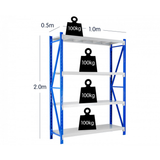 NNEDPE 1 Bay Garage Storage Steel Rack Long Span Shelving 1.5m-wide 400kg