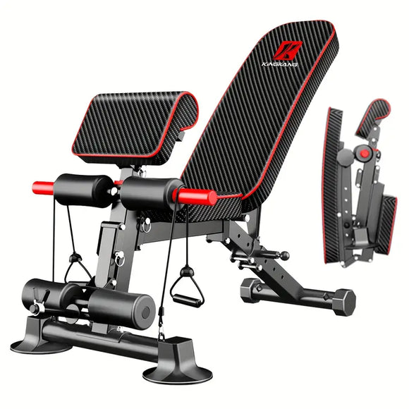 NNETM Adjustable Weight Bench for Full Body Exercise - Foldable, Multifunctional, Black&Red (1pc)