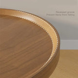 NNETM Contemporary Nordic Style Wood Round Coffee Table - Walnut Color