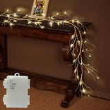 NNETM 6ft Birch Wreath Garland with 48 LED Lights