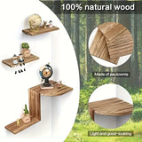 NNETM Rustic Wooden Wall Mounted Corner Shelf Set