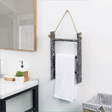 NNETM Rustic Wood Wall Hanging Towel Rack with 3 Tiers - Shabby Chic Style