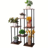 NNETM 7-Story Indoor Floor Standing Flower Rack - Black Frame Coffee Board