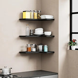 NNETM Contemporary Black Corner Floating Shelves - Set of 3