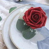 NNETM 25pcs Realistic Wine Reds Artificial Flowers