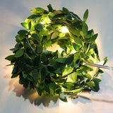 NNETM 5m 50LED Green Leaf String Lights - Battery-Powered Fairy Lights