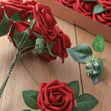 NNETM 25pcs Realistic Wine Reds Artificial Flowers