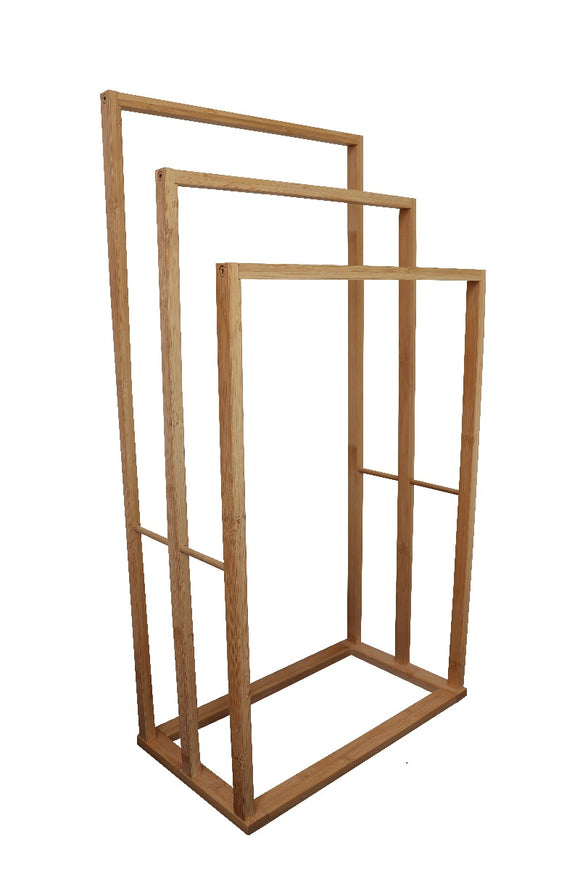 NNEDSZ HOME Bamboo Towel Bar Holder Rack 3-Tier Freestanding for Bathroom and Bedroom