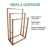 NNEDSZ HOME Bamboo Towel Bar Metal Holder Rack 3-Tier Freestanding for Bathroom and Bedroom