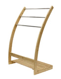 NNEDSZ HOME Bamboo Towel Bar Metal Holder Rack 3-Tier Freestanding and Bottom shelf for Bathroom