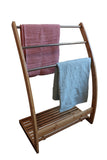 NNEDSZ HOME Bamboo Towel Bar Metal Holder Rack 3-Tier Freestanding and Bottom shelf for Bathroom