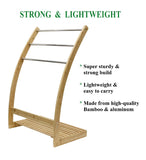 NNEDSZ HOME Bamboo Towel Bar Metal Holder Rack 3-Tier Freestanding and Bottom shelf for Bathroom
