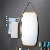 NNEDSZ HOME Hanging Full LengthWall Mirror - Solid Bamboo Frame and Adjustable Leather Strap for Bathroom and Bedroom