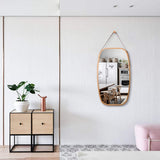 NNEDSZ HOME Hanging Full LengthWall Mirror - Solid Bamboo Frame and Adjustable Leather Strap for Bathroom and Bedroom