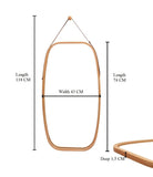 NNEDSZ HOME Hanging Full LengthWall Mirror - Solid Bamboo Frame and Adjustable Leather Strap for Bathroom and Bedroom