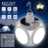 NNETM Solar Folding Light with Power Display - Portable USB Rechargeable LED Bulb