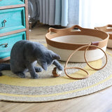 NNETM Cat Ear Shape Thickened Woven Cat Scratching Board Pet Bed - Khaki White