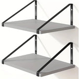 NNETM Rustic Wooden Wall Mounted Floating Shelf Set (2pcs)