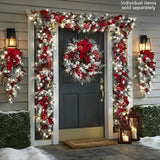 Christmas Flocking Wreath Door Hanging - Rattan Reverse Hanging Tree Decoration