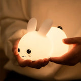 NNETM LED Cute Bunny Night Light - Rechargeable Color Changing Lamp for a Glowing Rabbit Experience- Colorful With Remote