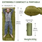 NNETM Ultimate Green Comfort Outdoor Inflatable Camping Mattress with Built-in Pillow