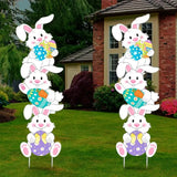 NNETM Tumbling Bunnies Yard Stakes - Set of 2 | 99.82cm