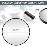 NNECW 60cm Round Wall Mirror with Metal Frame for Washroom