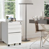 NNECW 3-Drawer Rolling File Cabinet with 2 Keys and Handles-White