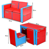 NNECW 2 in 1 Kids Sofa with Storage Space and Wooden Frame-Red
