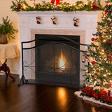 NNECW Single Panel Fireplace Screen with Metal Mesh for Baby or Pet Safe