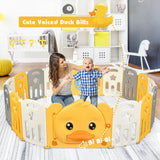 NNECW Foldable Baby Playpen with Cute Yellow Duck Pattern