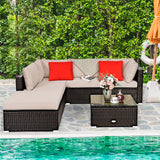 NNECW 6 PCS Outdoor Lounge Setting Furniture Rattan Patio Wicker Sofa Set Garden
