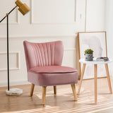 NNECW Velvet Accent Chair with Solid Rubber Wood Legs for Dining Room Pink