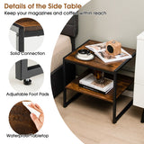 NNECW Set of 2 Industrial Coffee Tables for Living Room Bedroom Hallway