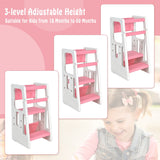 NNECW Kids Step Learning Stool with Double Safety Rails for Baby