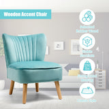 NNECW Velvet Accent Chair with Solid Rubber Wood Legs for Dining Room Green