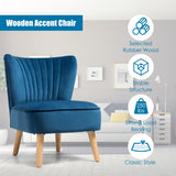 NNECW Velvet Accent Chair with Solid Rubber Wood Legs for Dining Room Blue