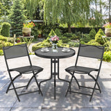 NNECW Outdoor Bistro Table Set with Round Black Tempered Glass Tabletop