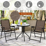 NNECW 3 Piece Patio Bistro Set Round Table and 2 Folding Chairs for Home Yard Deck