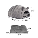 NNEIDS Pet Bed Comfy Kennel Cave Cat Beds Bedding Castle Igloo Round Nest Grey M