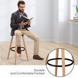 NNECW 2Pcs PU Leather Bar Stools with Round Metal Footrest-White