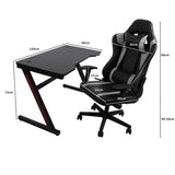 NNEIDS Gaming Chair Desk Computer Gear Set Racing Desk Office Laptop Chair Study Home Z shaped Desk Silver Chair